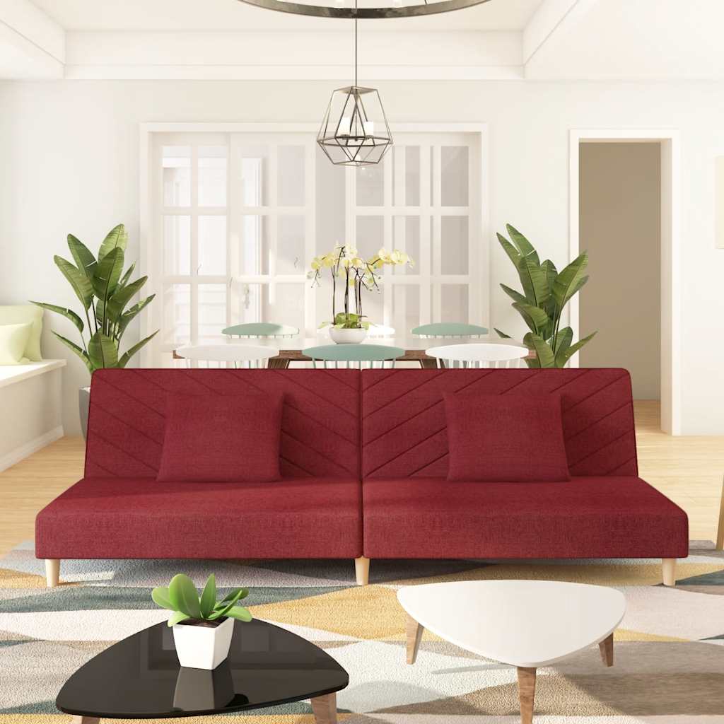 vidaXL 2-Seater Sofa Bed with 2 Pillows Fabric Light Grey