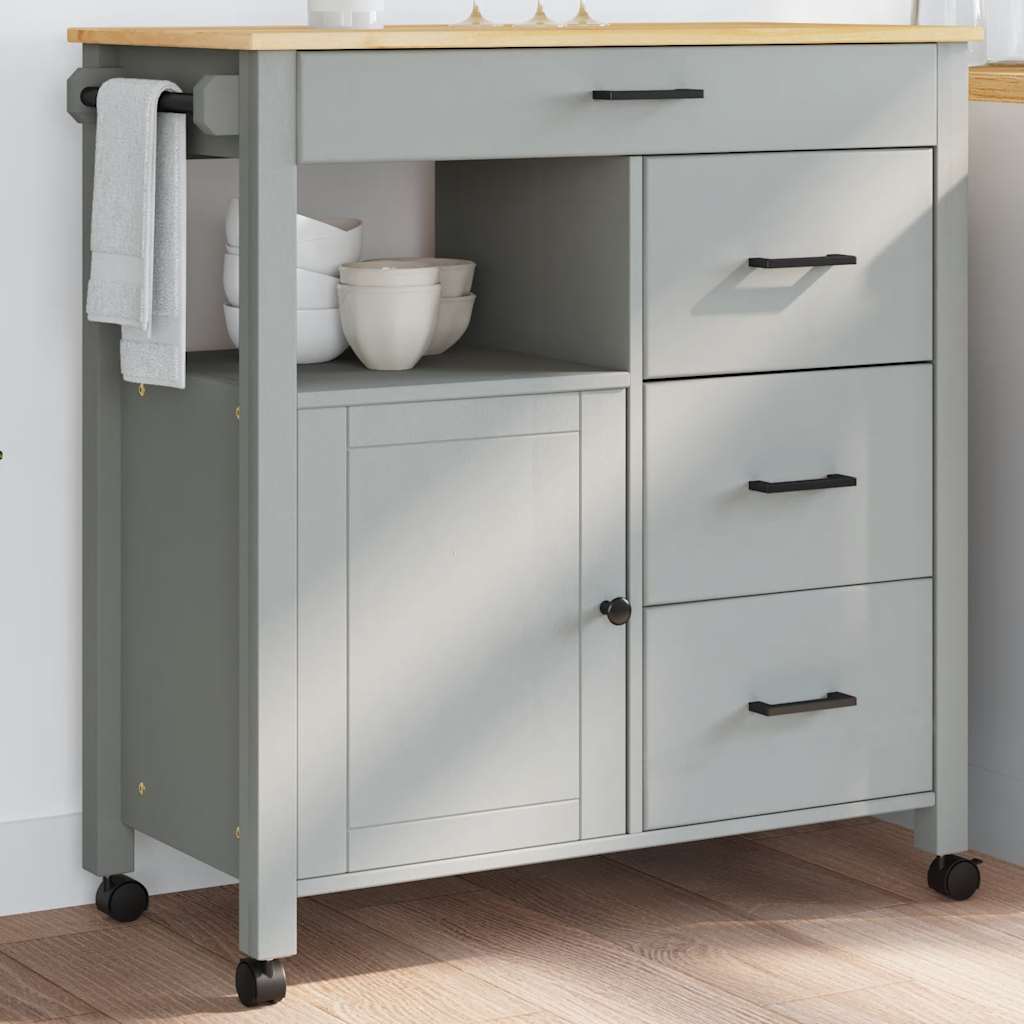 vidaXL Keukentrolley MONZA 84x40x88,5 cm massief grenenhout