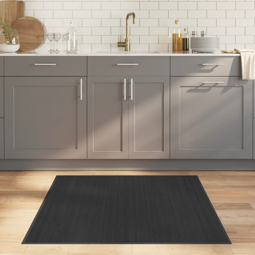 vidaXL Vloerkleed rechthoekig 60x100 cm bamboe zwart