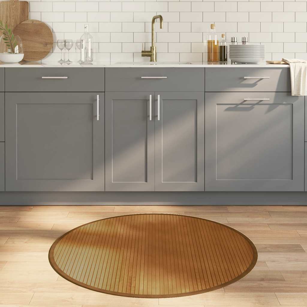 vidaXL Vloerkleed rond 60 cm bamboe zwart