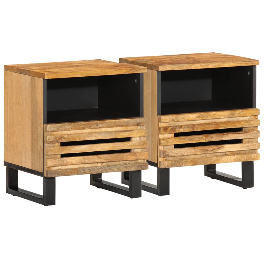 vidaXL Bedside Cabinets 2 pcs 40x34x46 cm solid rough mango wood