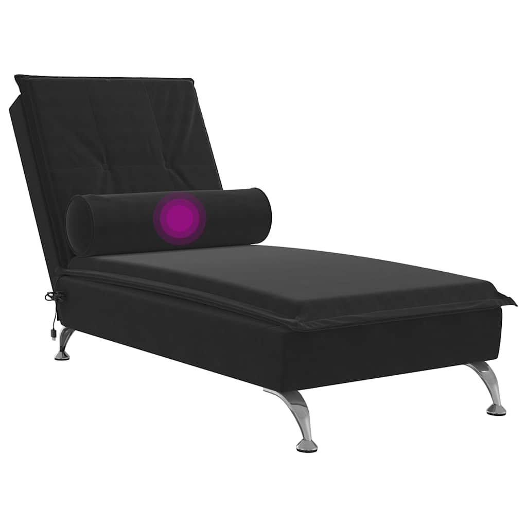 vidaXL Massage chaise longue met bolster fluweel lichtgrijs