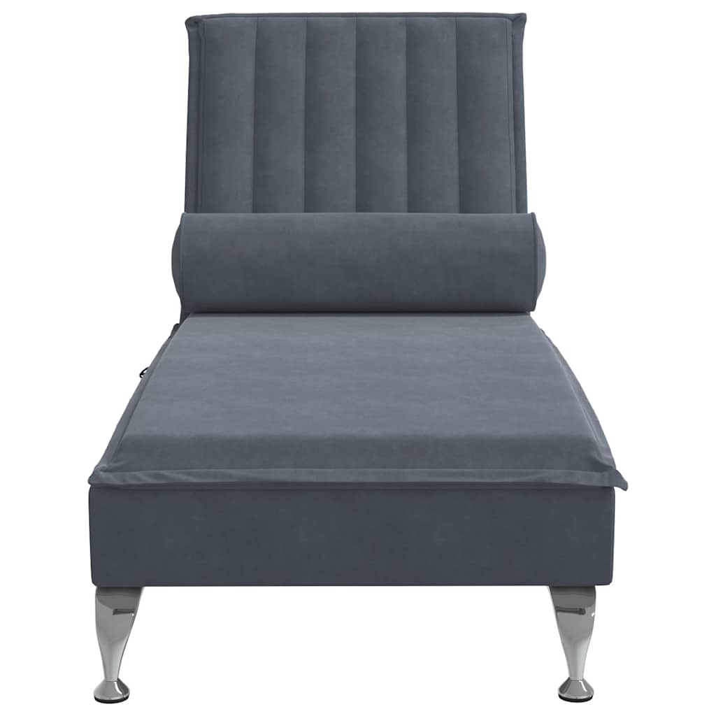 vidaXL Massage Chaise Lounge with Bolster Velvet Light Grey
