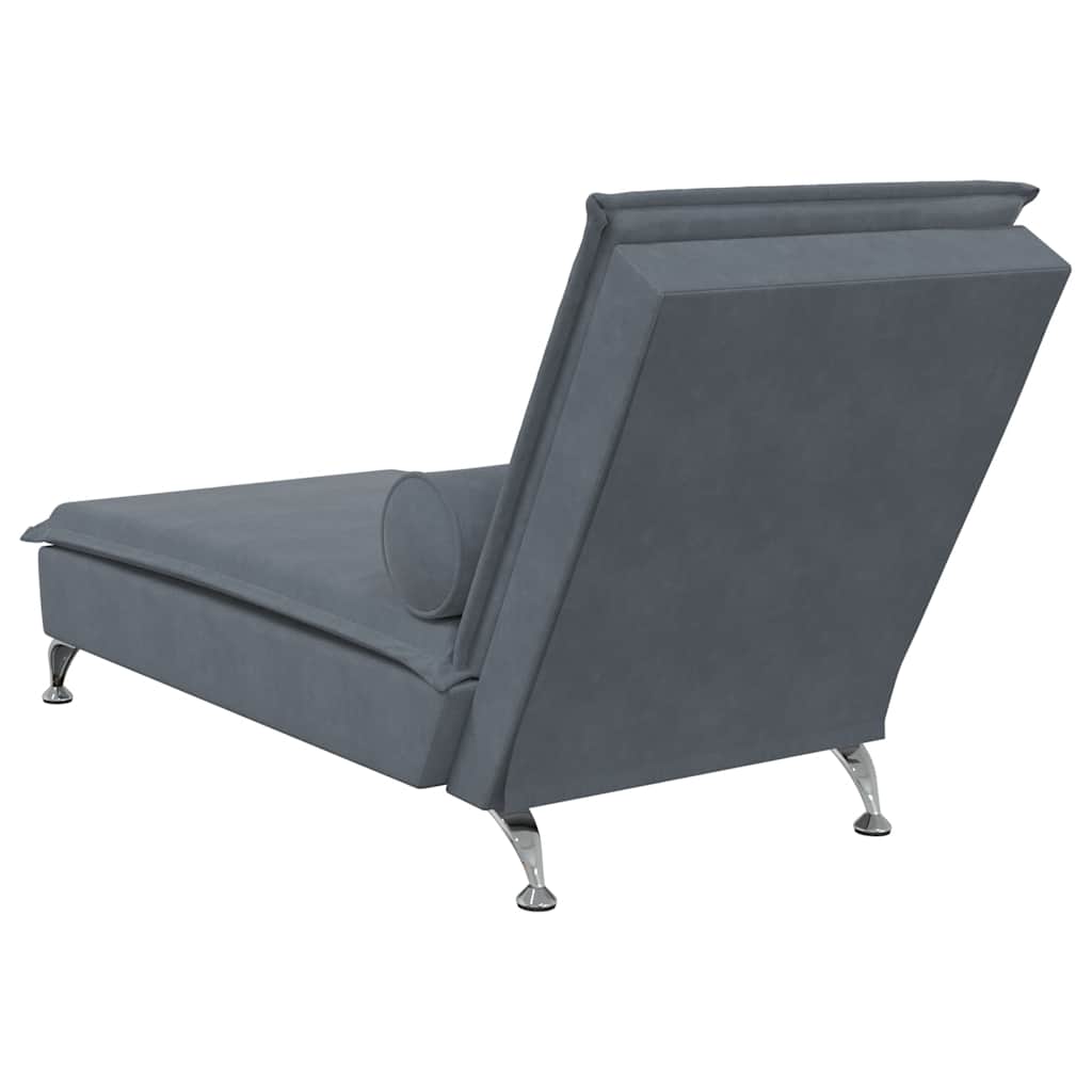 vidaXL Massage Chaise Lounge with Bolster Velvet Light Grey