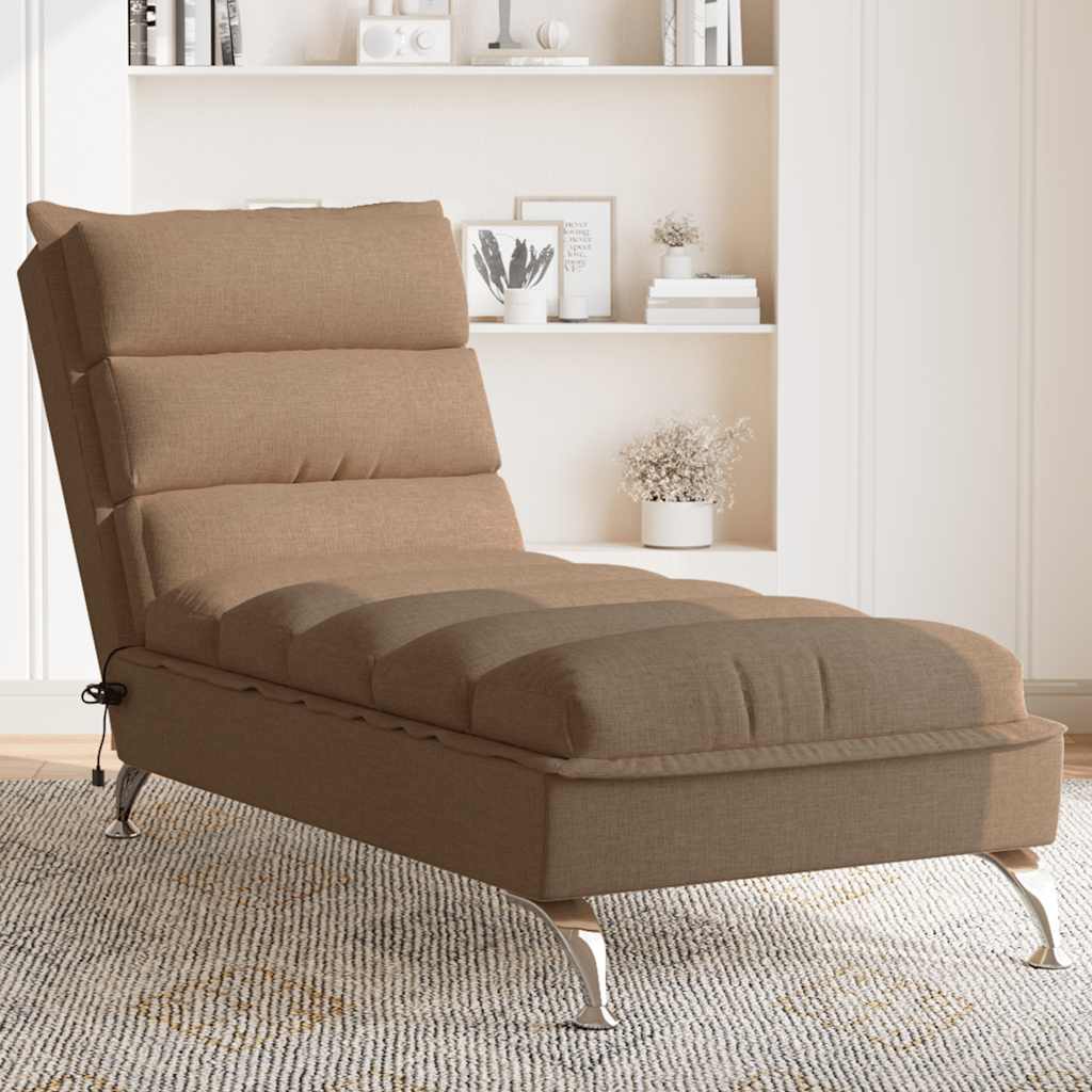 vidaXL Chaise longue met kussens stof lichtgrijs