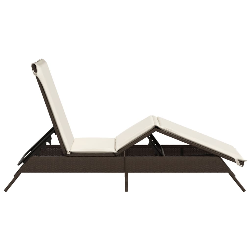 vidaXL Ligbed met kussen poly rattan zwart