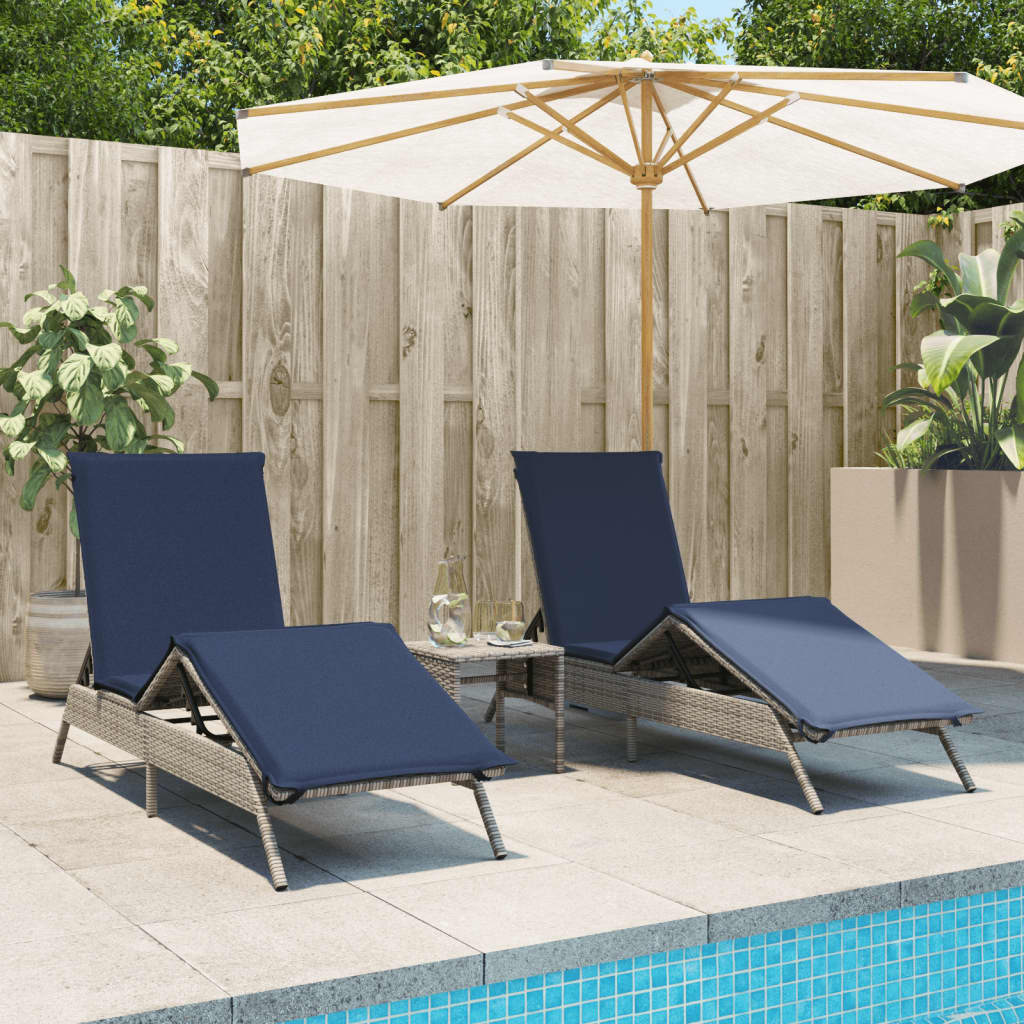 vidaXL Sun Loungers 2 pcs with table poly rattan gray (US only)