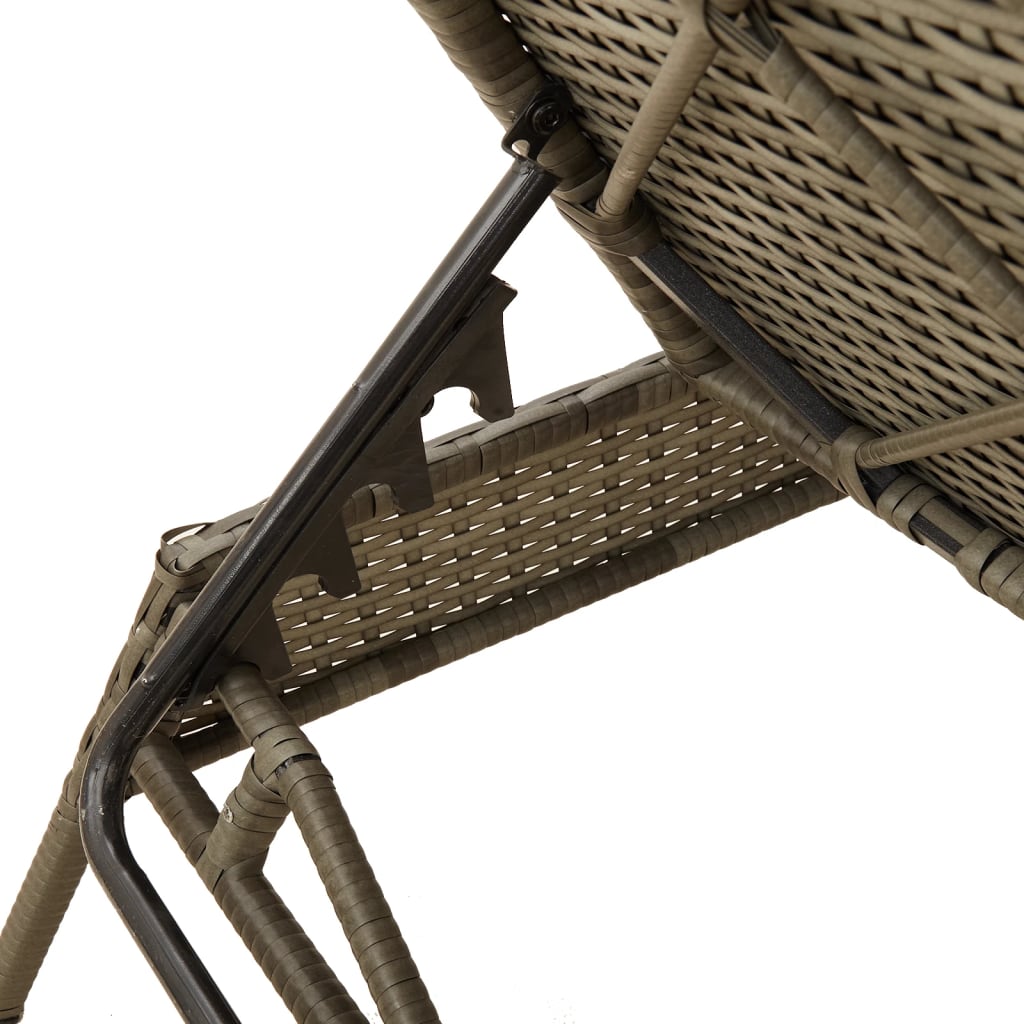 vidaXL Sun Loungers 2 pcs with table poly rattan gray (US only)