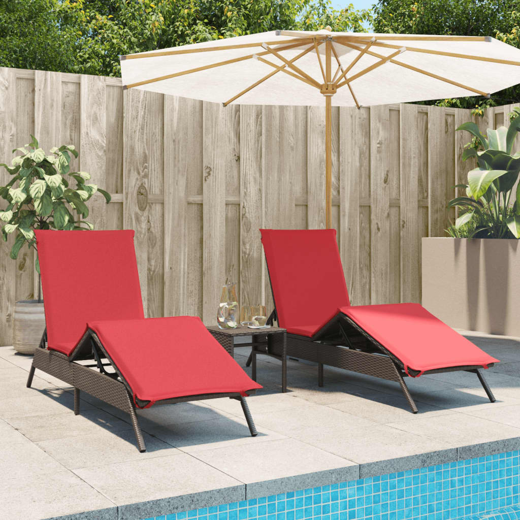 vidaXL Sun Loungers 2 pcs with table poly rattan gray (US only)