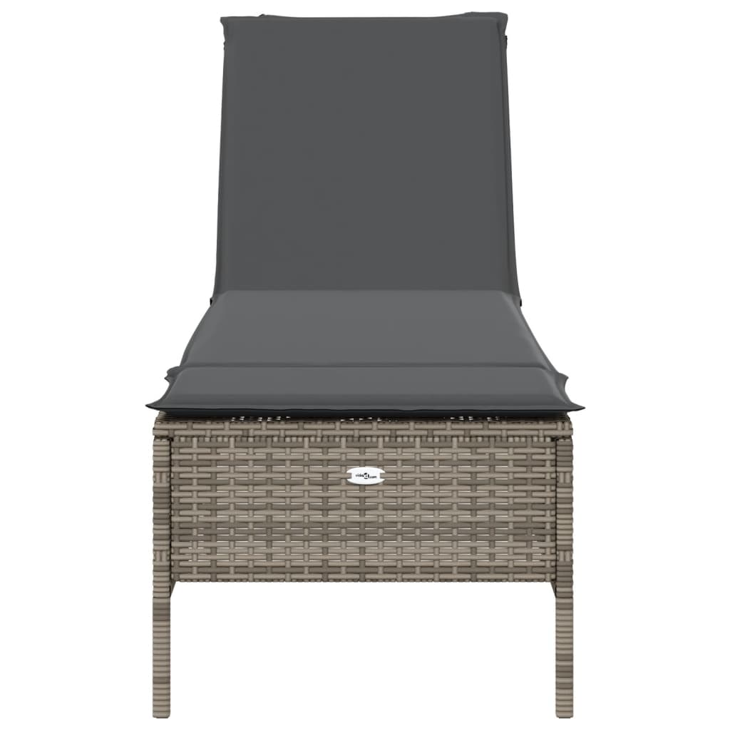 vidaXL Sun Lounger with Cushion Poly Rattan Black