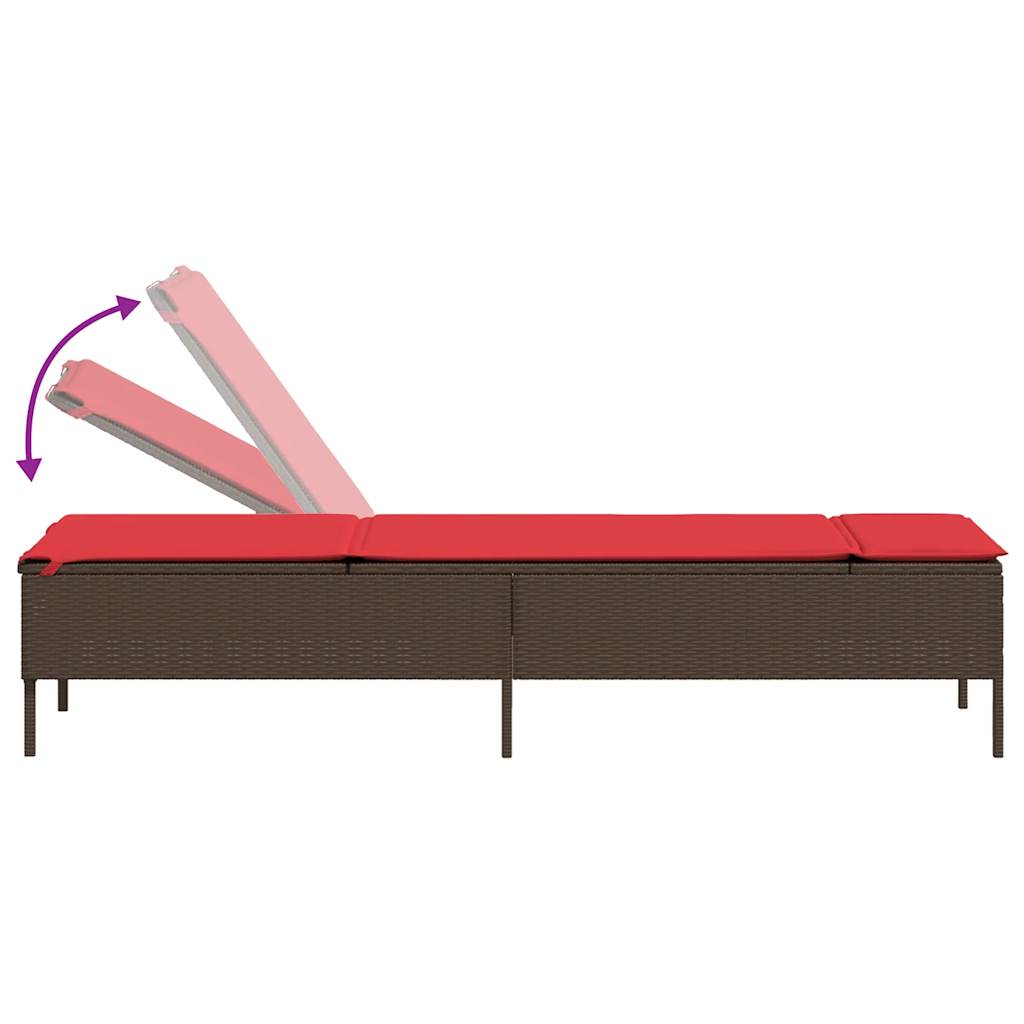 vidaXL Ligstoel met tafel en kussen, grijs polyrotan
