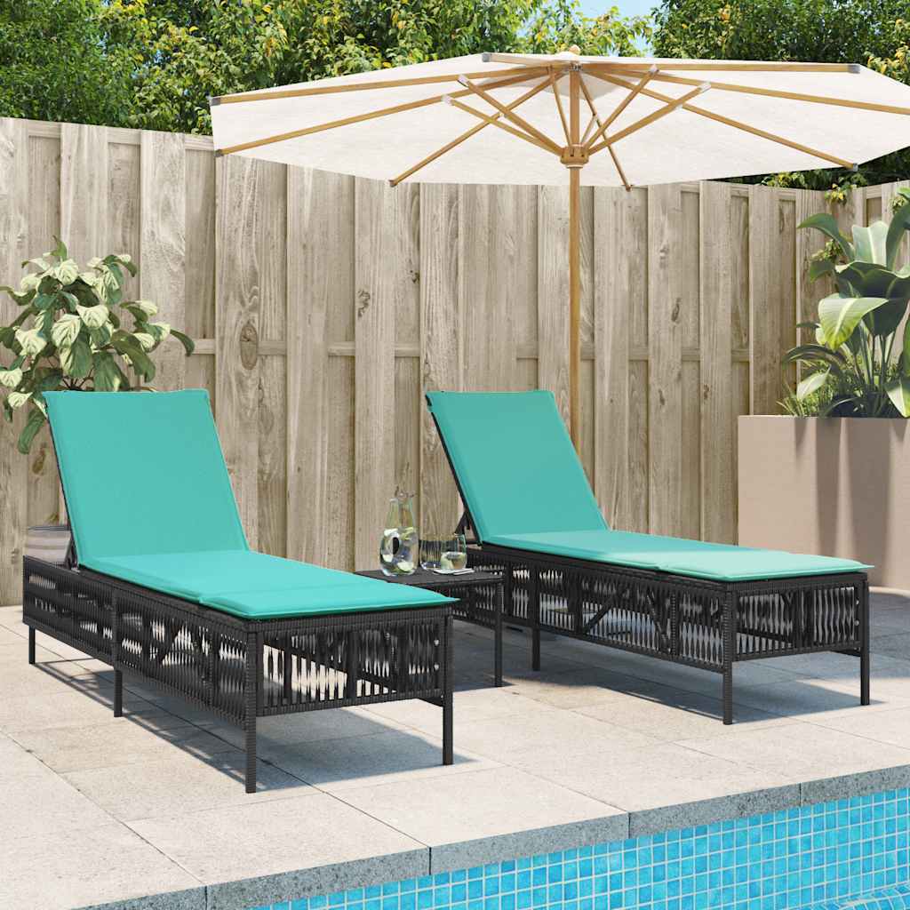 vidaXL Ligstoelen 2 stuks met tafel Grijs Poly Rotan