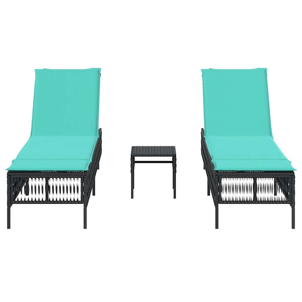 vidaXL Ligstoelen 2 stuks met tafel Grijs Poly Rotan
