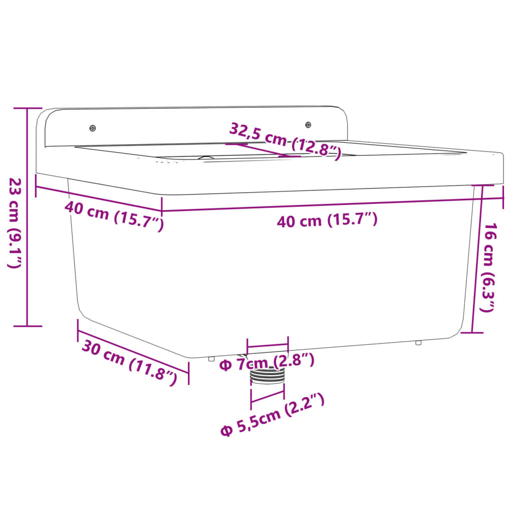 vidaXL Wasbak wandgemonteerd 40x40x24 cm hars wit