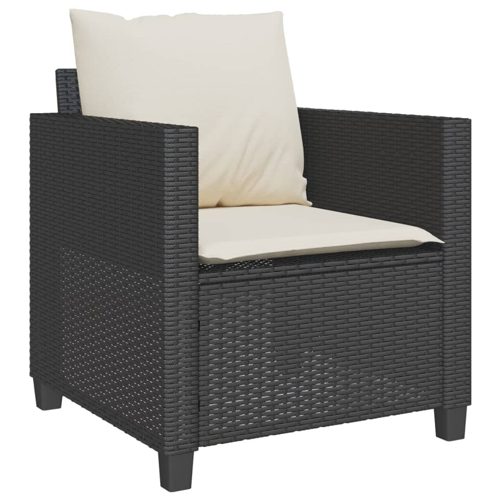 vidaXL 3-delige Bistroset met kussens poly rattan zwart
