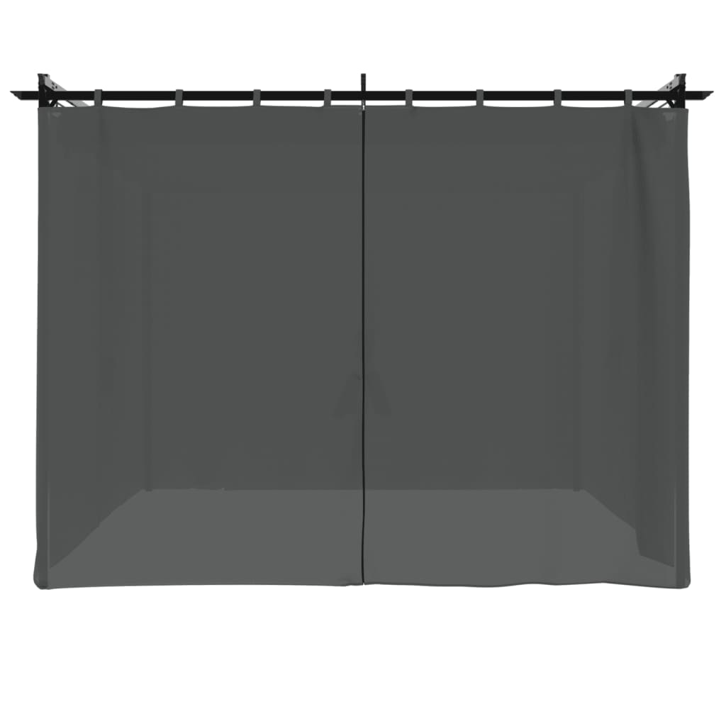 vidaXL Prieel met gordijnen 3x3 m staal crèmekleurig
