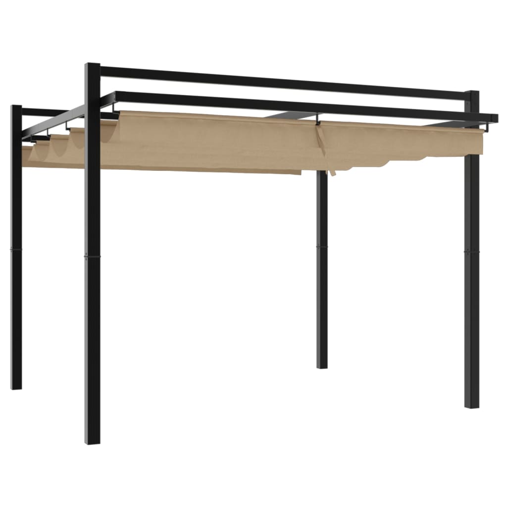 vidaXL Prieel met uittrekbaar dak 3x3 m aluminium crèmekleurig