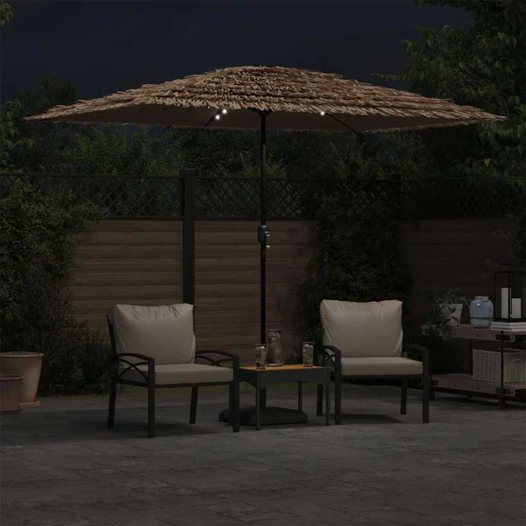 vidaXL Parasol met LED's en stalen paal 248x248x248 cm bruin