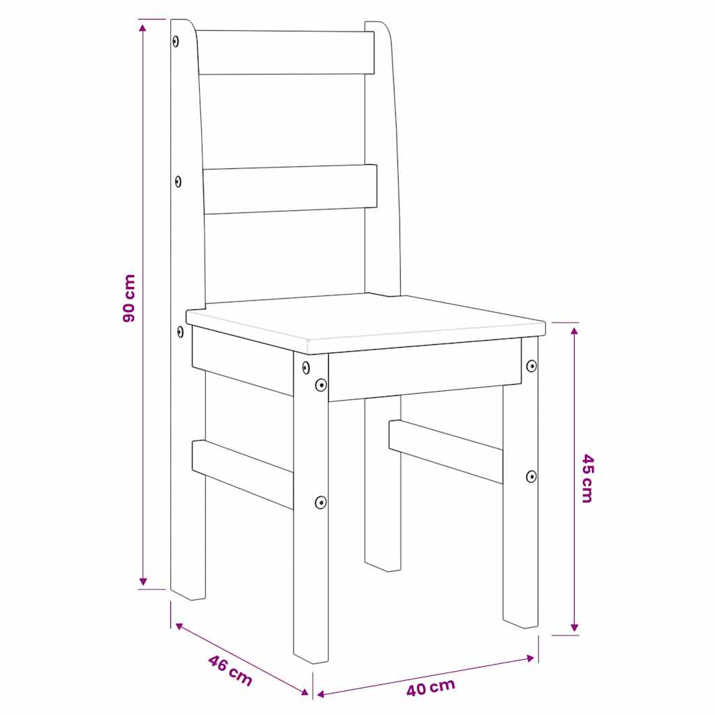 vidaXL Eetkamerstoelen 2 st Panama 40x46x90 cm grenenhout