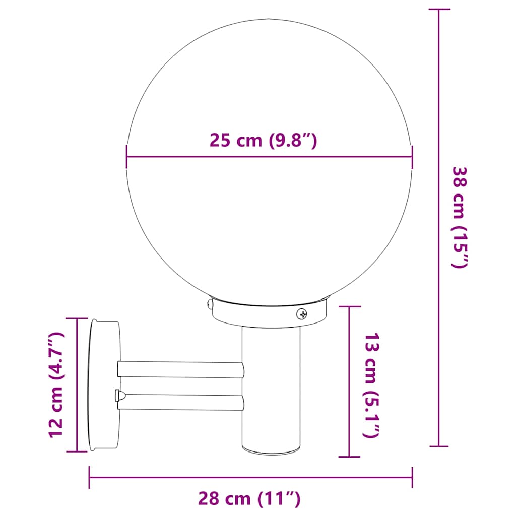 vidaXL Buitenwandlamp Zilver 28 x 25 x 38 cm RVS en plastic