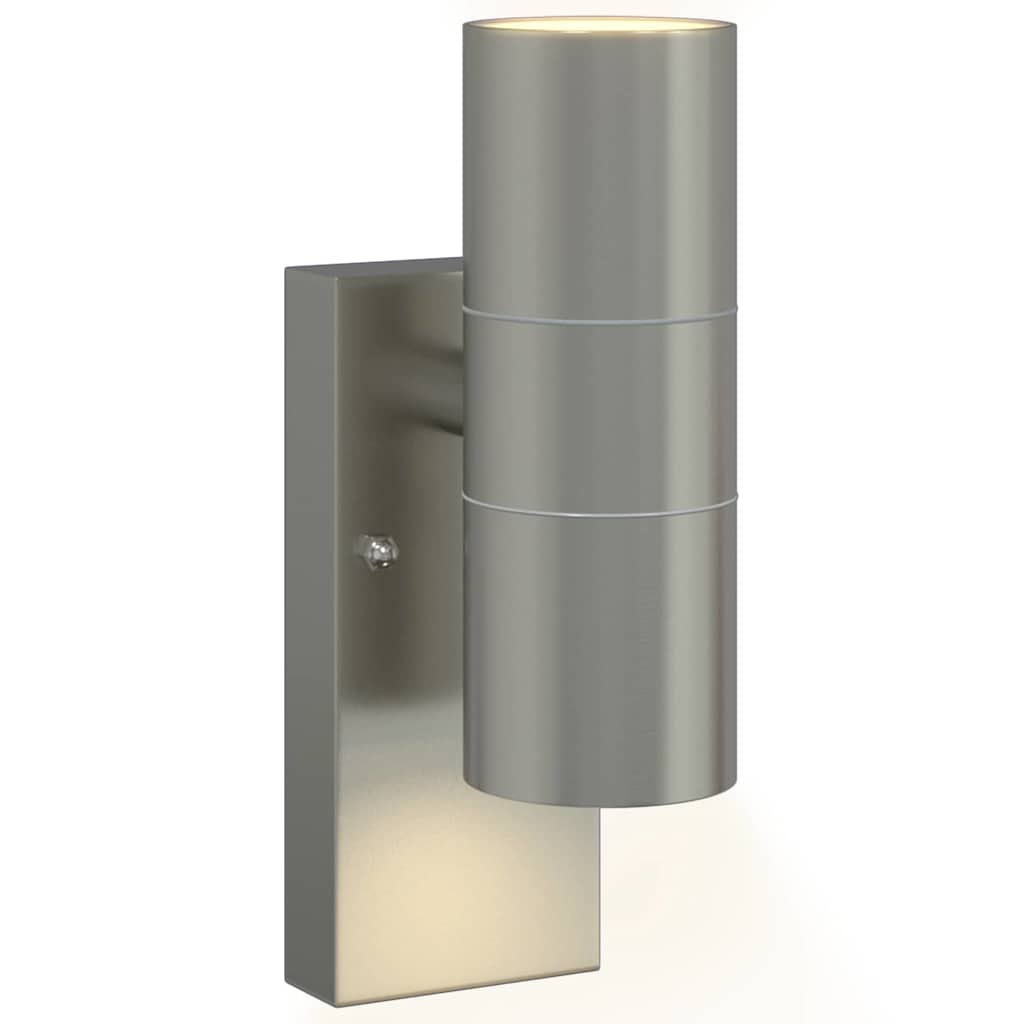 vidaXL Outdoor Wall Lamp Silver 7 x 10 x 22 cm Stainless Steel and Glass