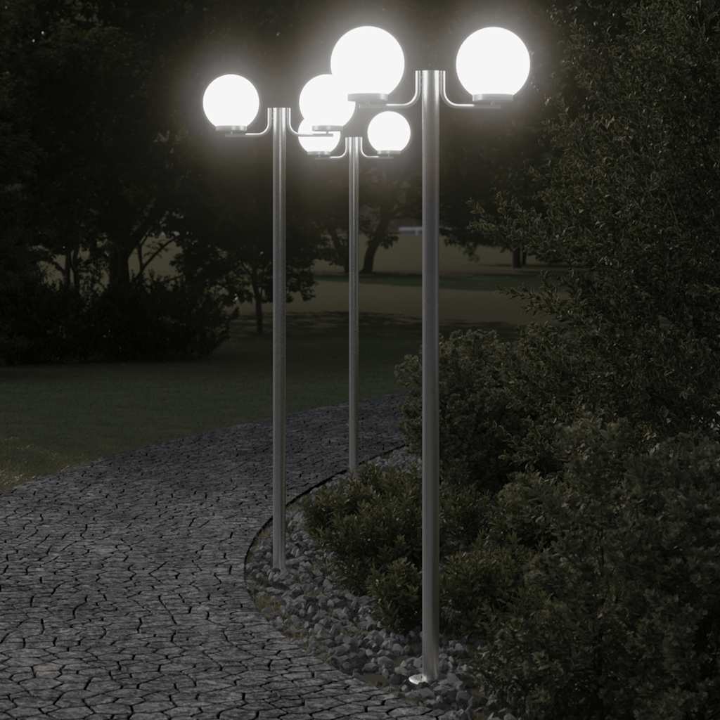 vidaXL Buitenvloerlampen 3 st 215 cm roestvrij staal zilverkleurig