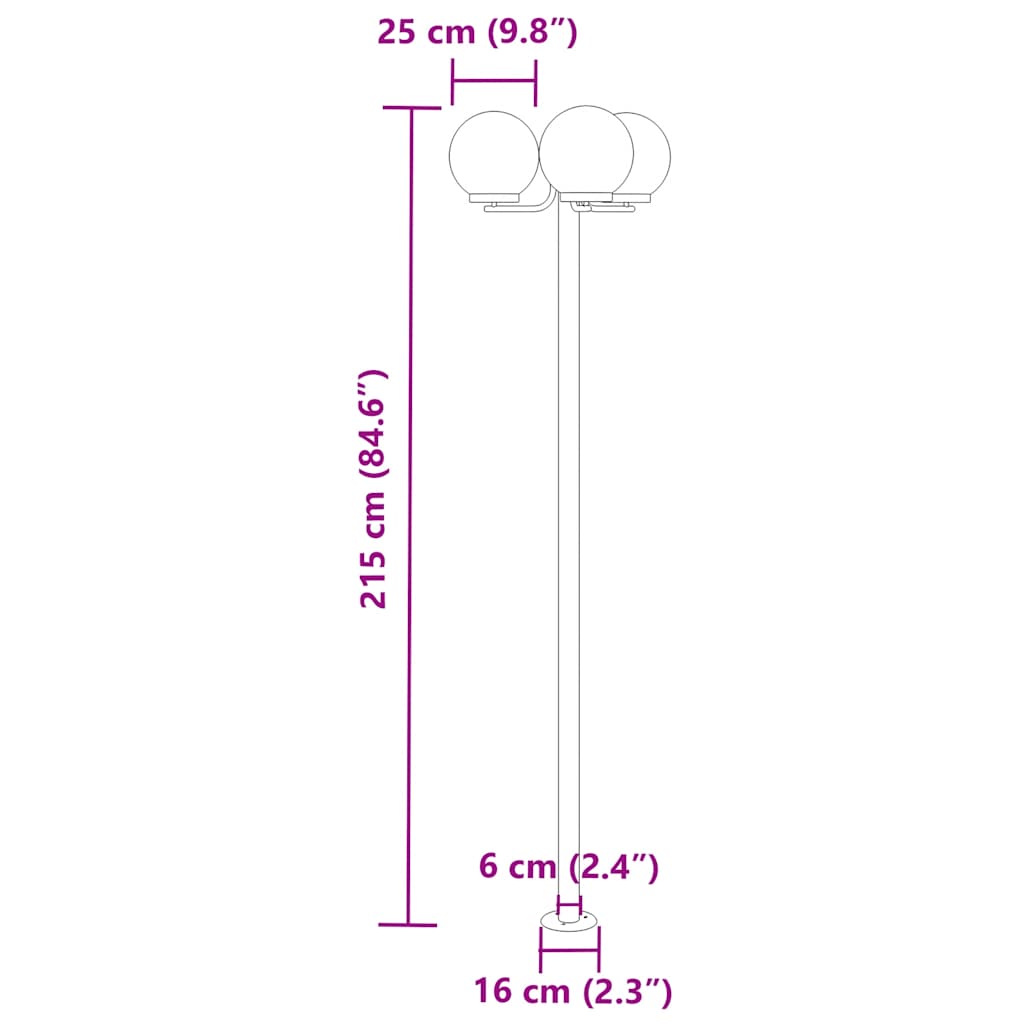 vidaXL Buitenvloerlampen 3 st 215 cm roestvrij staal zilverkleurig