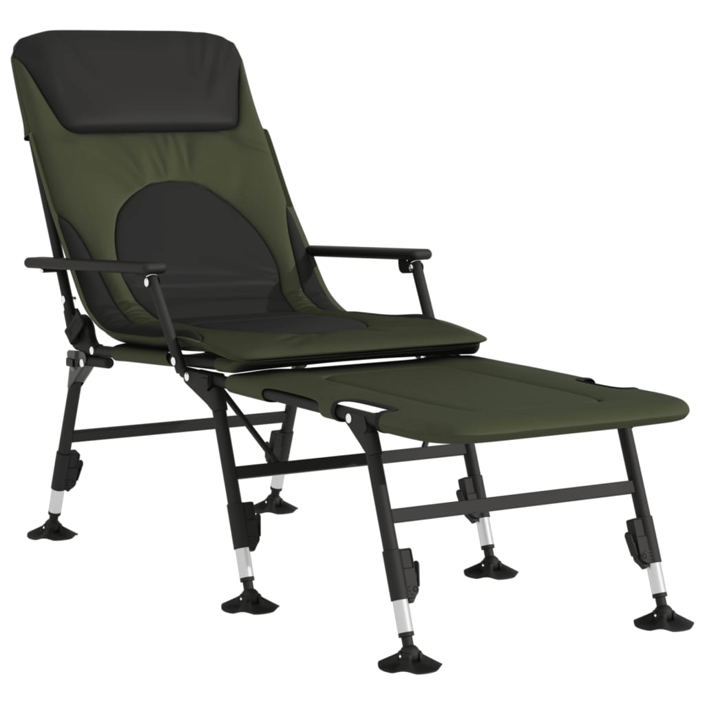 vidaXL Fishing Bed with Adjustable Mud Feet Foldable Green