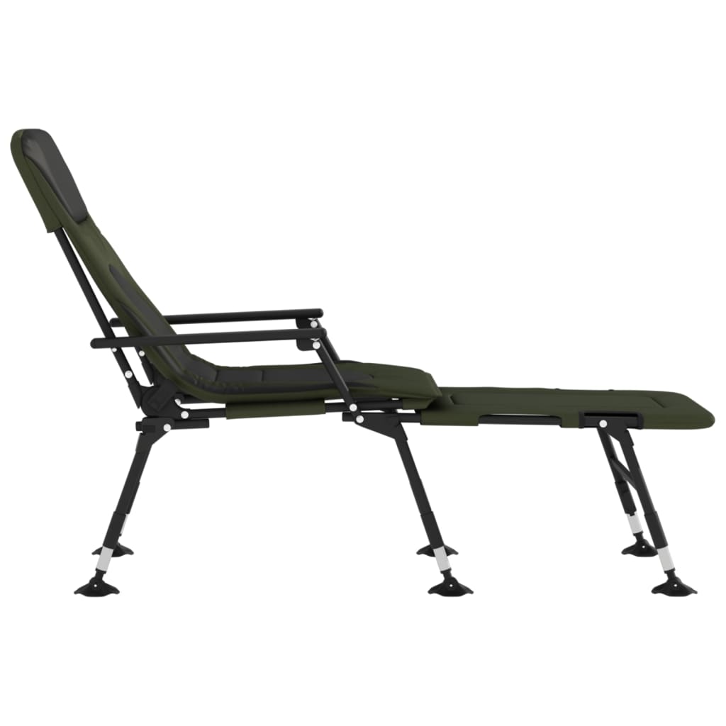 vidaXL Fishing Bed with Adjustable Mud Feet Foldable Green