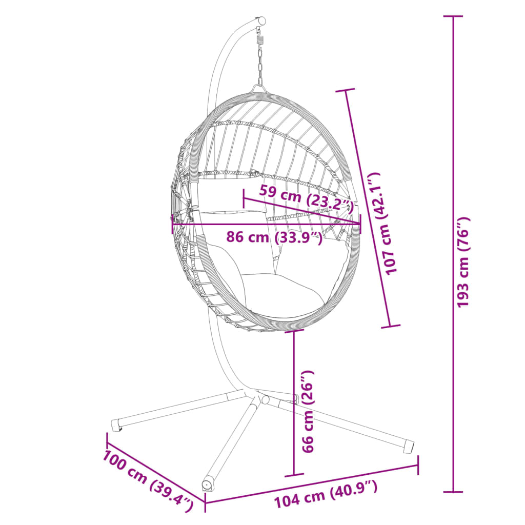 vidaXL Hanging Chair with Stand Rattan and Steel Anthracite