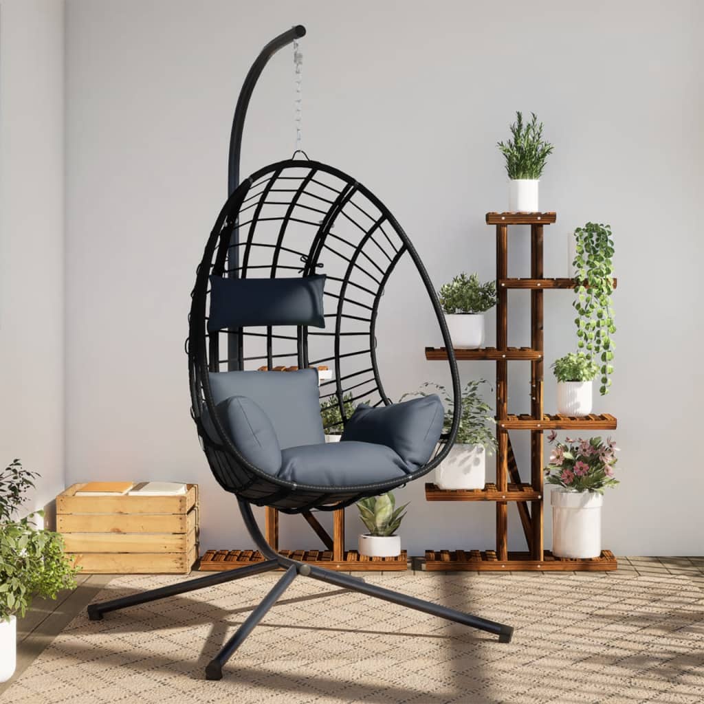 vidaXL Hanging chair with stand rattan and steel anthracite