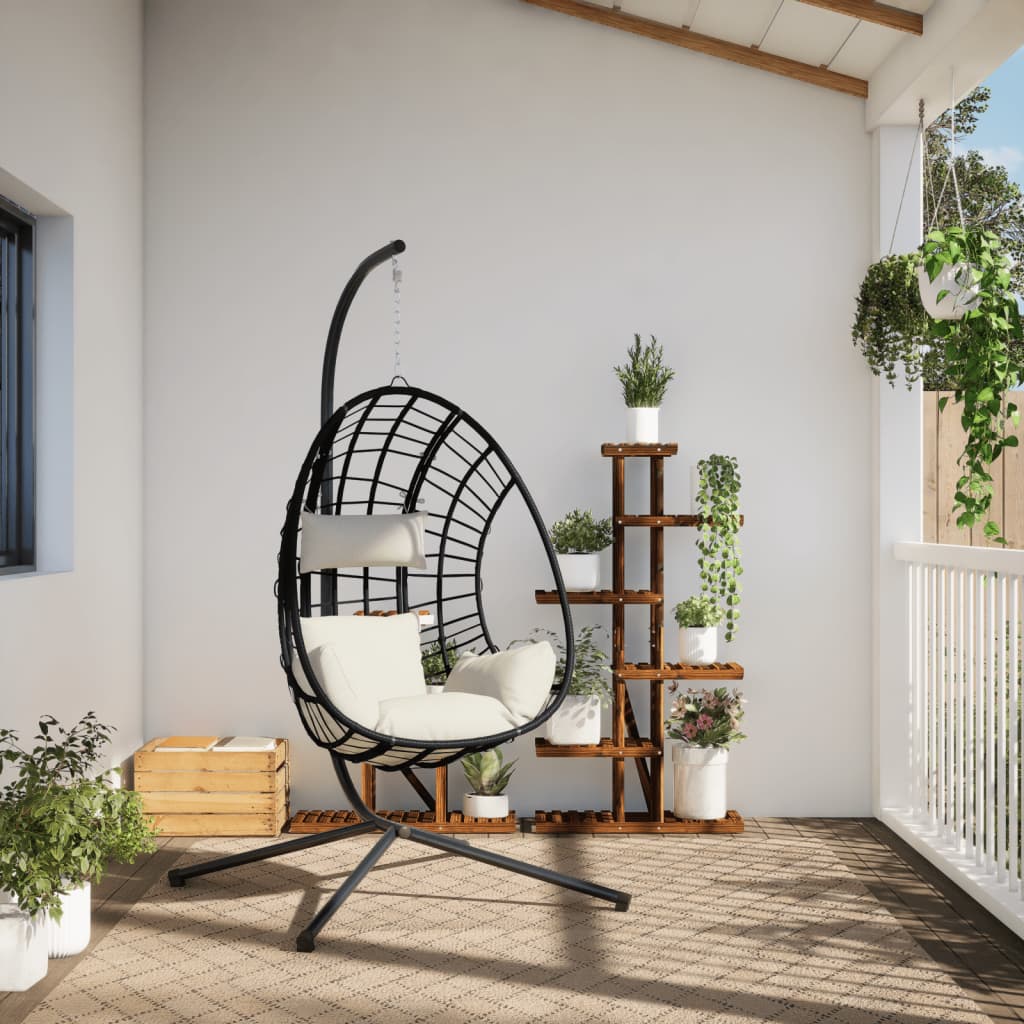 vidaXL Hanging chair with stand rattan and steel anthracite