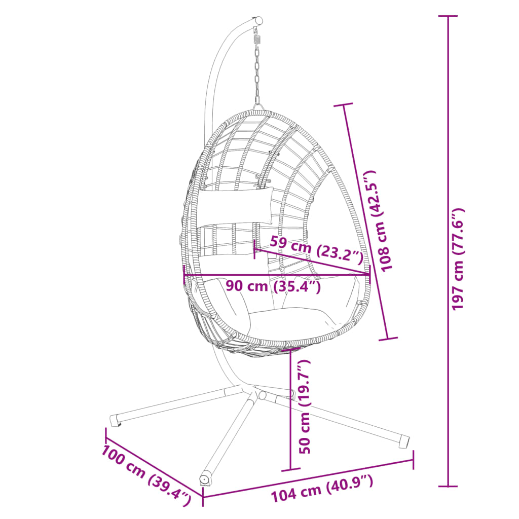 vidaXL Hanging chair with stand rattan and steel anthracite