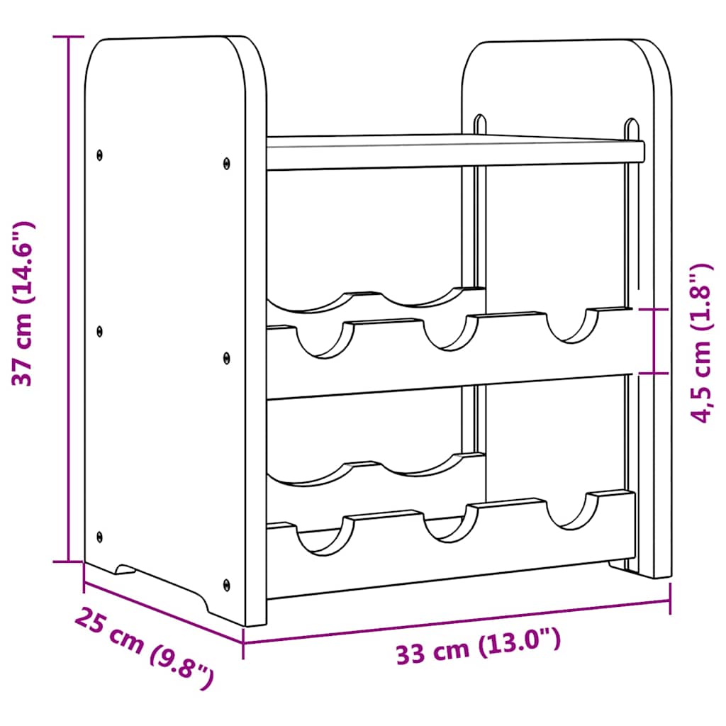 vidaXL Wijnrek 33x25x37 cm massief grenenhout