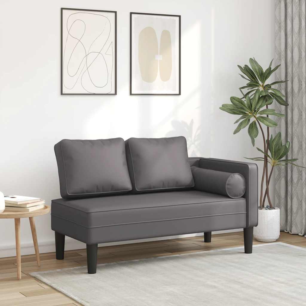 vidaXL Chaise longue met kussens kunstleer zwart