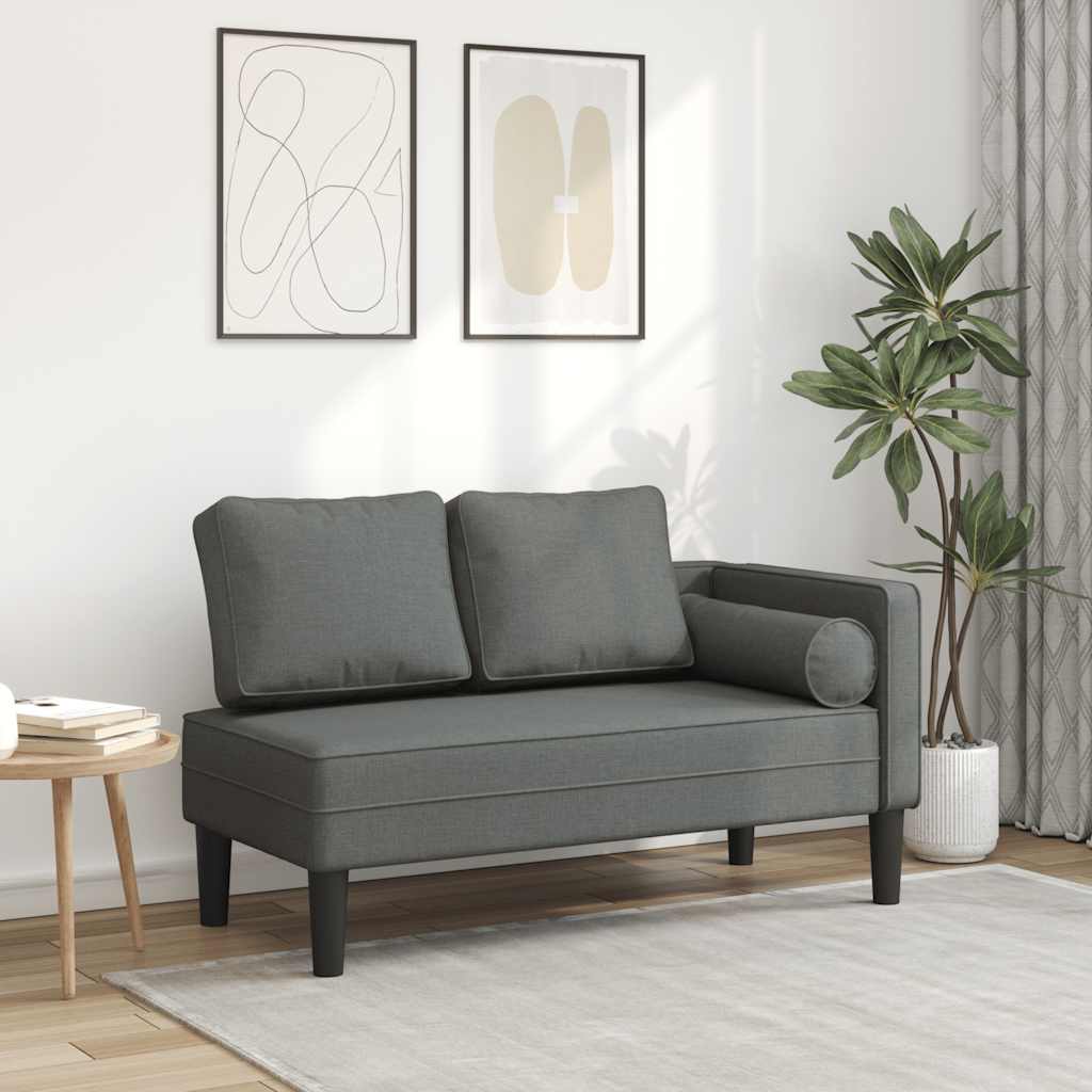 vidaXL Chaise longue met kussens stof lichtgrijs