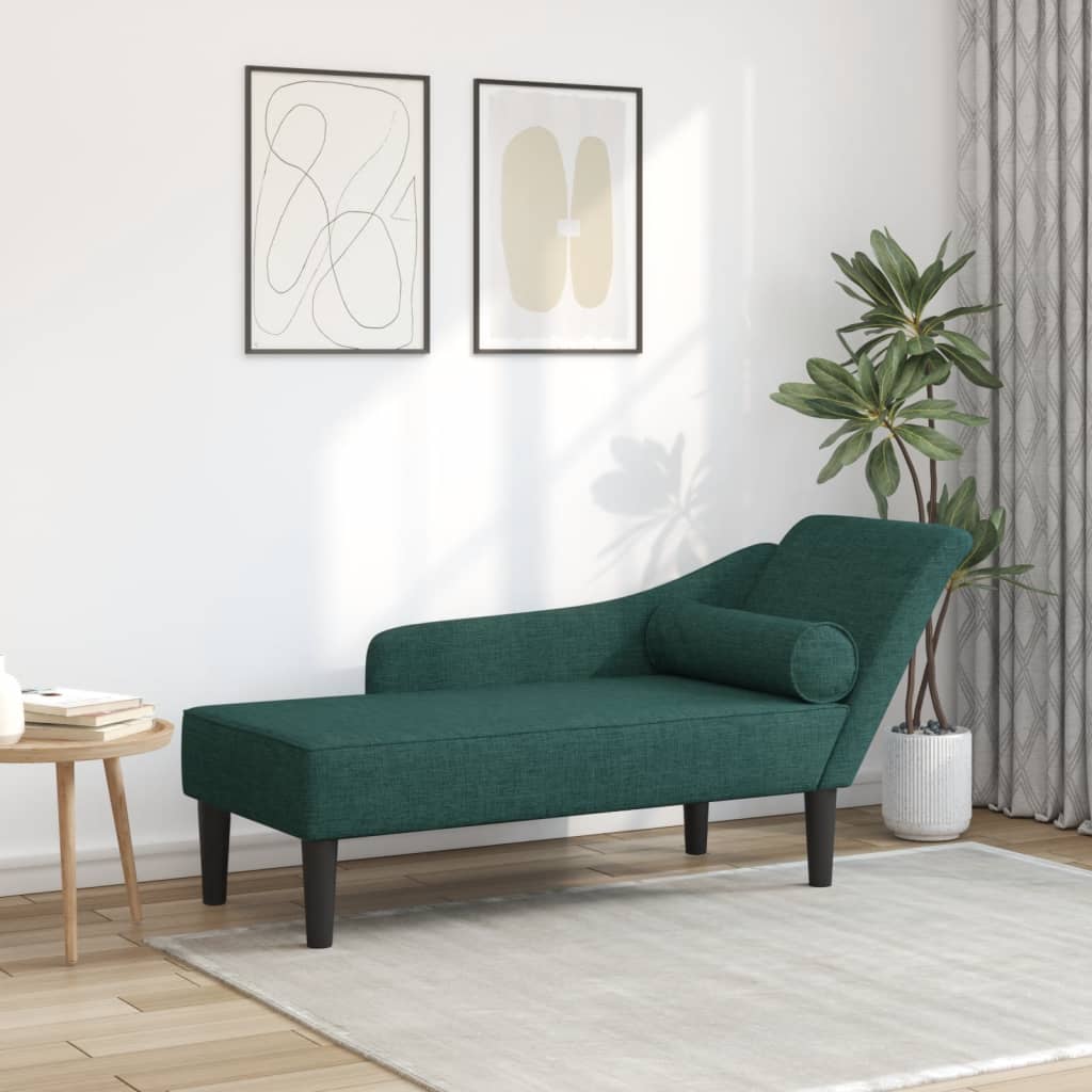 vidaXL Chaise longue met kussens stof lichtgrijs