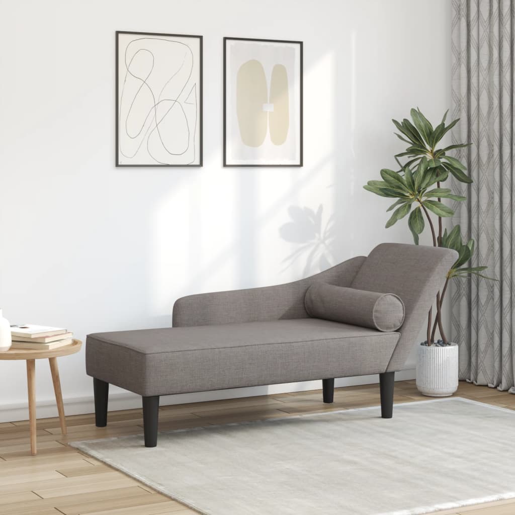 vidaXL Chaise longue met kussens stof lichtgrijs