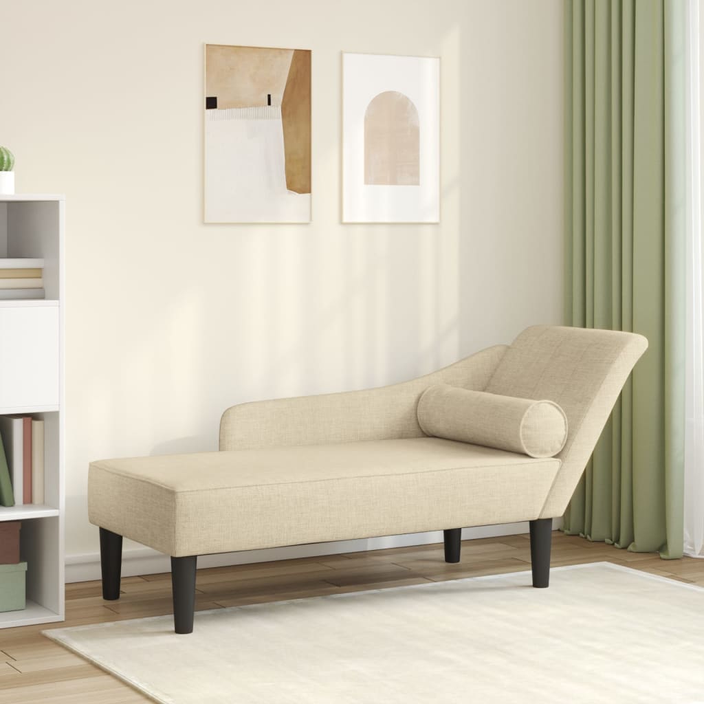 vidaXL Chaise longue met kussens stof lichtgrijs
