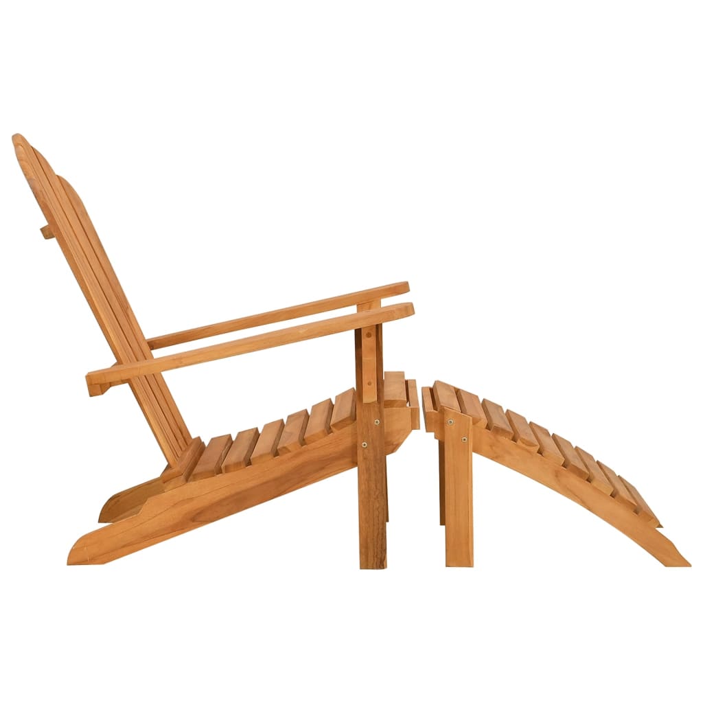 vidaXL Adirondack Garden Chair with Ottoman Solid Teak Wood