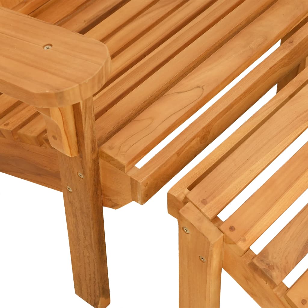 vidaXL Adirondack Garden Chair with Ottoman Solid Teak Wood
