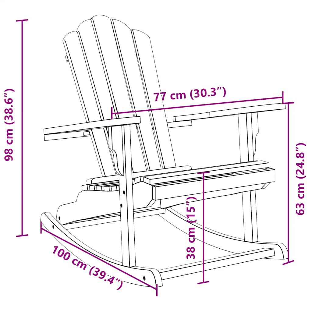 vidaXL Adirondack Rocking Chair Solid Teak Wood
