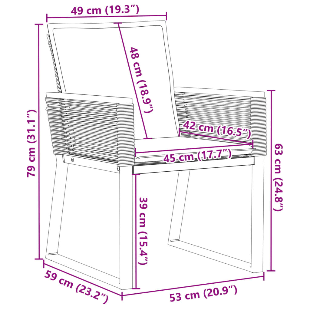 vidaXL Tuinstoelen 2 st poly rattan zwart