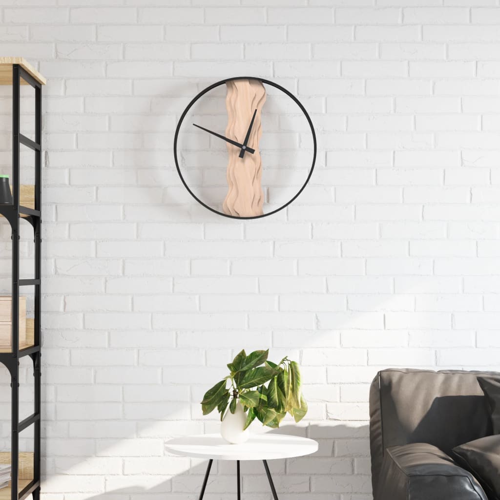 vidaXL Wandklok Ø35 cm ijzer en olijfhout bruin