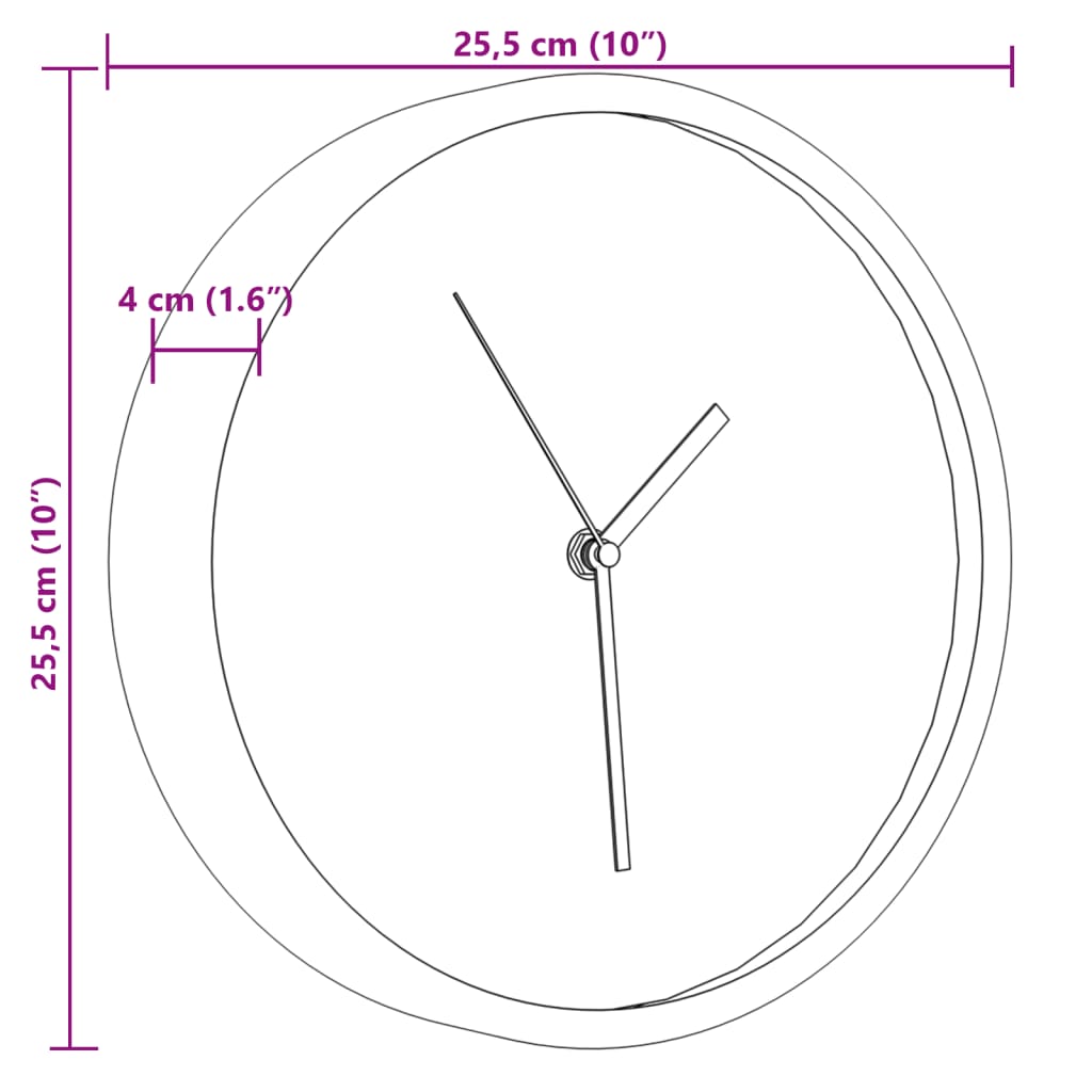 vidaXL Wandklok Ø25,5 cm polystyreen en glas roze