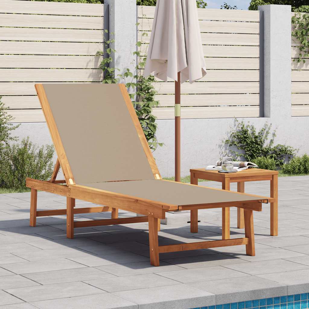 vidaXL Sun Loungers 2 pcs with Table Solid Acacia Wood and Textilene