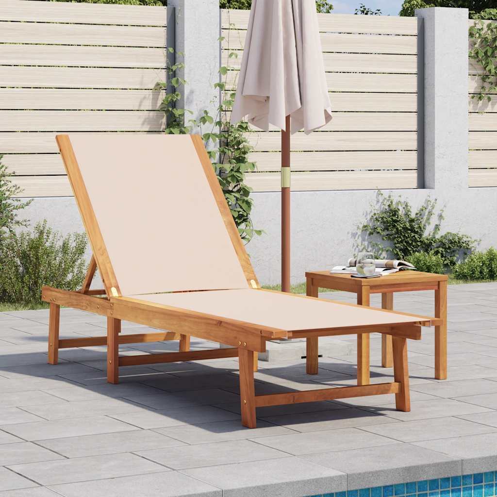 vidaXL Sun Loungers 2 pcs with Table Solid Acacia Wood and Textilene