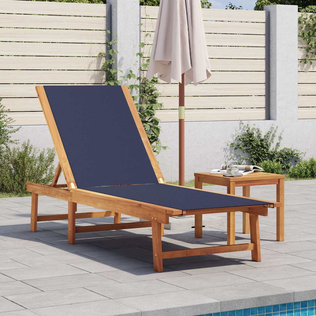 vidaXL Sun Loungers 2 pcs with Table Solid Acacia Wood and Textilene