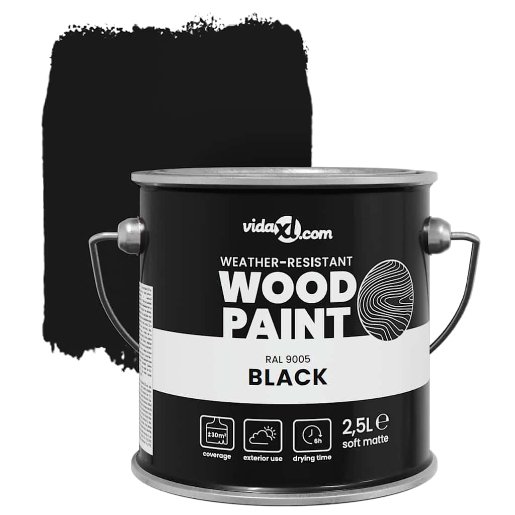 vidaXL Houtverf Zwart 2,5 L Wandprint