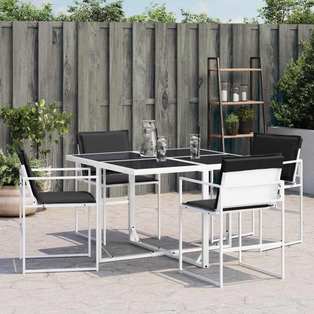 vidaXL Tuinstoelen 4 st met kussens staal en textileen zwart